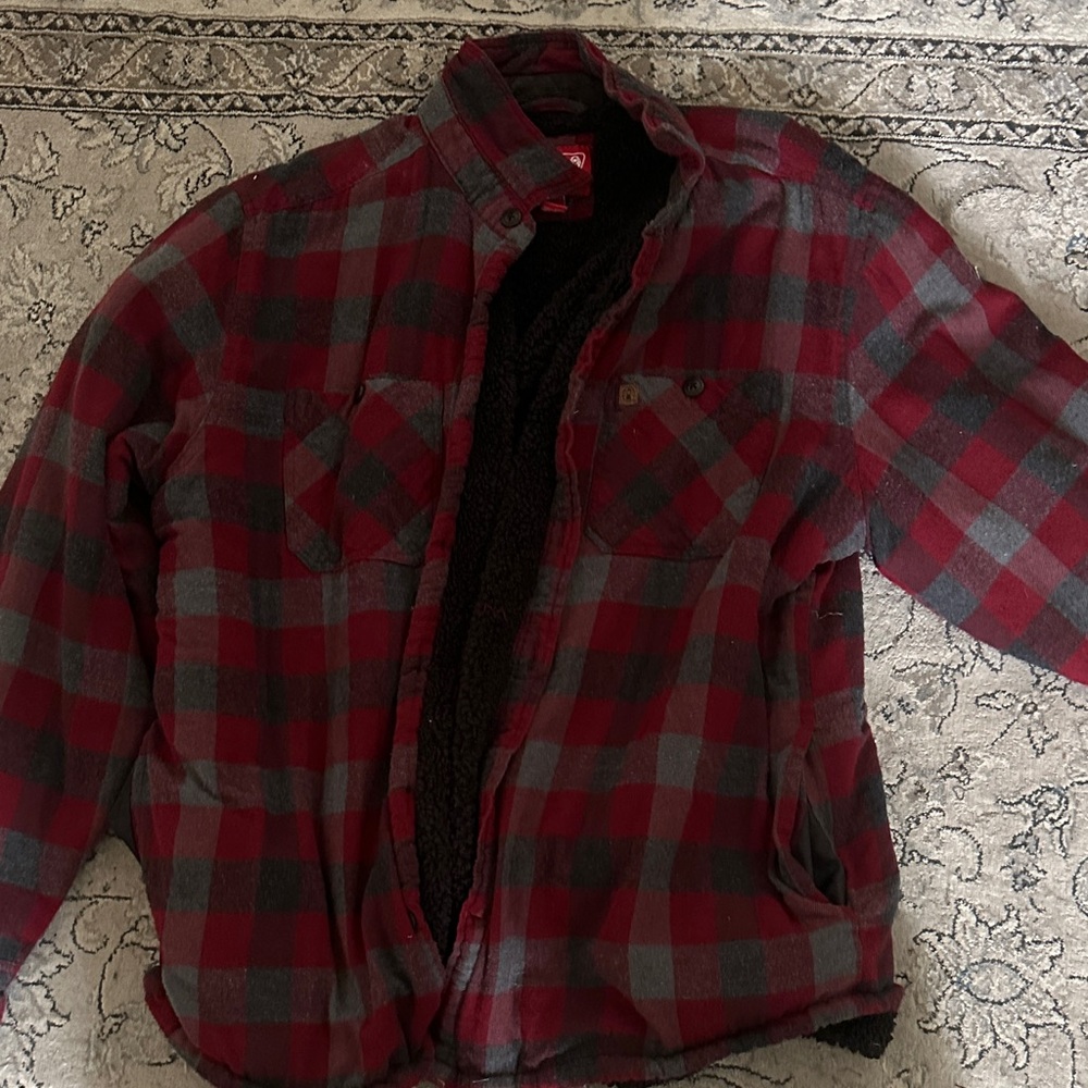 Coleman Red and Gray Plaid Men's Shirt Jacket. It's in Amazing condition
